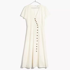 Madewell Linen Blend Button Wrap Midi Dress Sz 6
